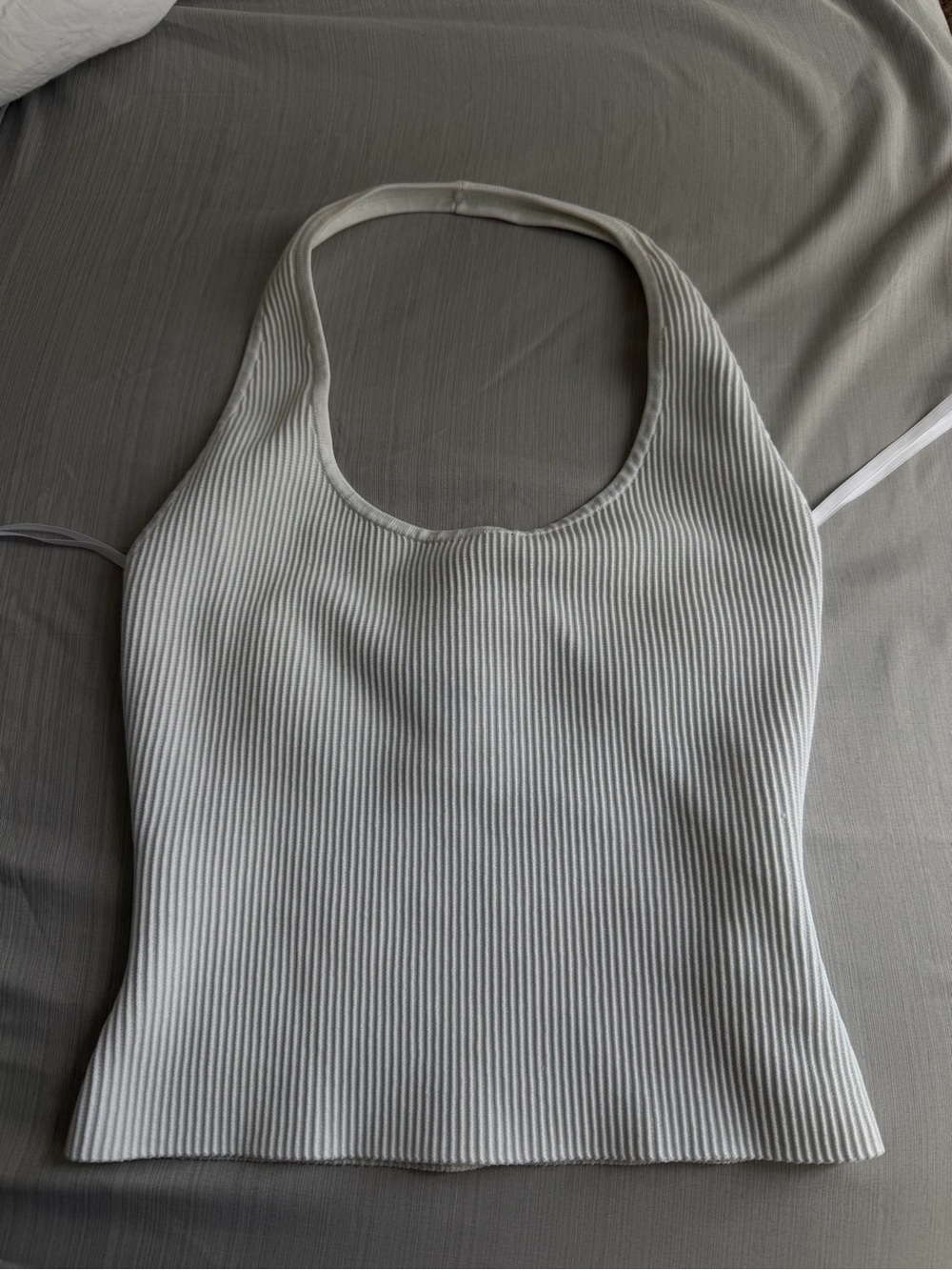 Aritzia Ribbed Halter Tank Top - White